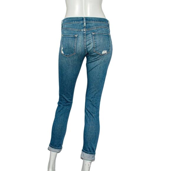 FRAME Denim Le Gargon Jeans Ripped Distressed Blue jay way Size 24 - Picture 3 of 10